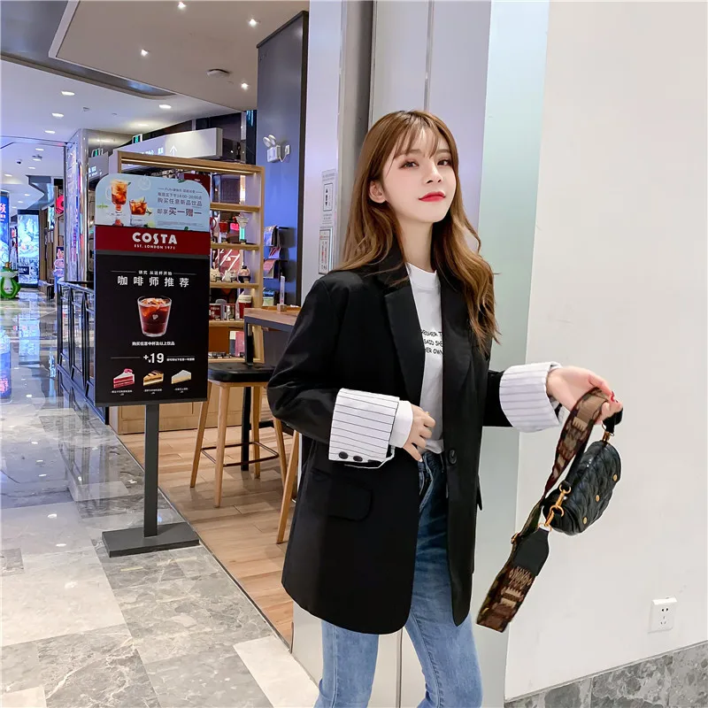 

Photo Shoot Suit Jacket Women's Korean-style Non-mainstream British Style CHIC Loose-Fit 2019 Spring And Autumn New Style Online