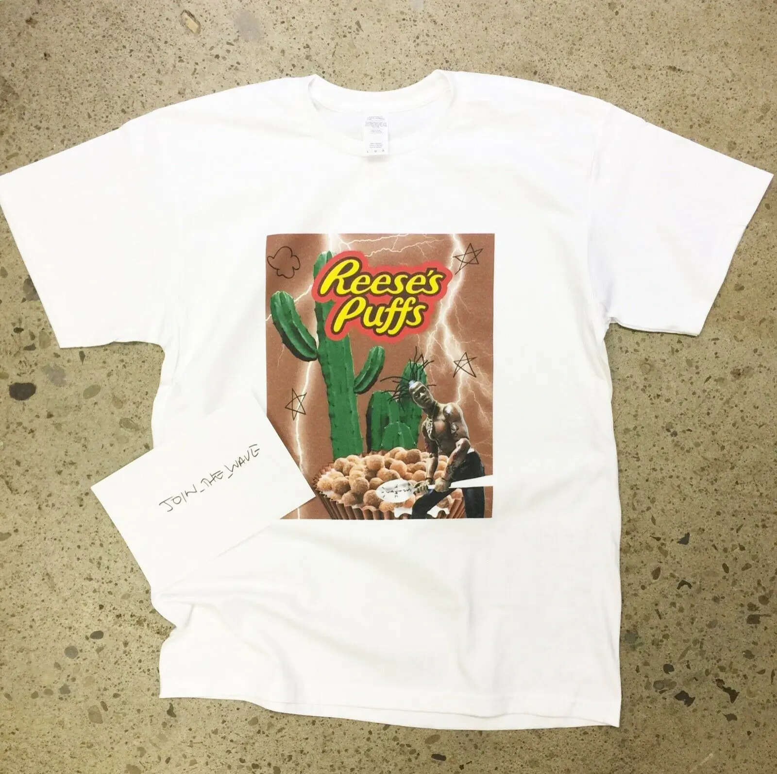 

TRAVIS SCOTT REESES PUFFS CEREAL T-SHIRT Astroworld Rodeo Tour Box Merch