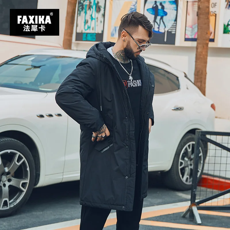 FAXIKA, большой размер, мужской пуховик, мужской, длинный, удобрение, увеличенный, мужской, зимний, жирные полосы, пальто