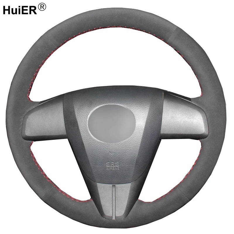 Ручной швейный чехол рулевого колеса автомобиля замша для Mazda 3 Axela 2010-2013 Mazda 5 Mazda 6 2011-2013 CX-7 CX-9