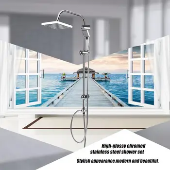

Wall Mounted Home Bathroom Bathtub Bath Rainfall Shower Head Hand-Held Shower Chrome Shower System Set