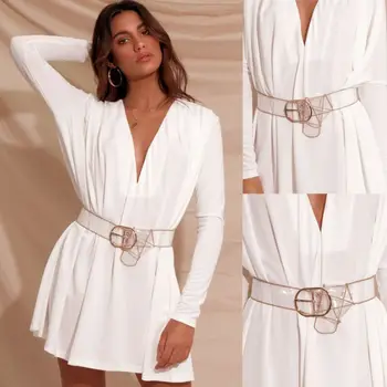 

Women Belt Wild Transparent PVC Belt Clear Belt Waistband Gold Metal Ring Buckle & Loop Plastic Cement New Fashion Trendy
