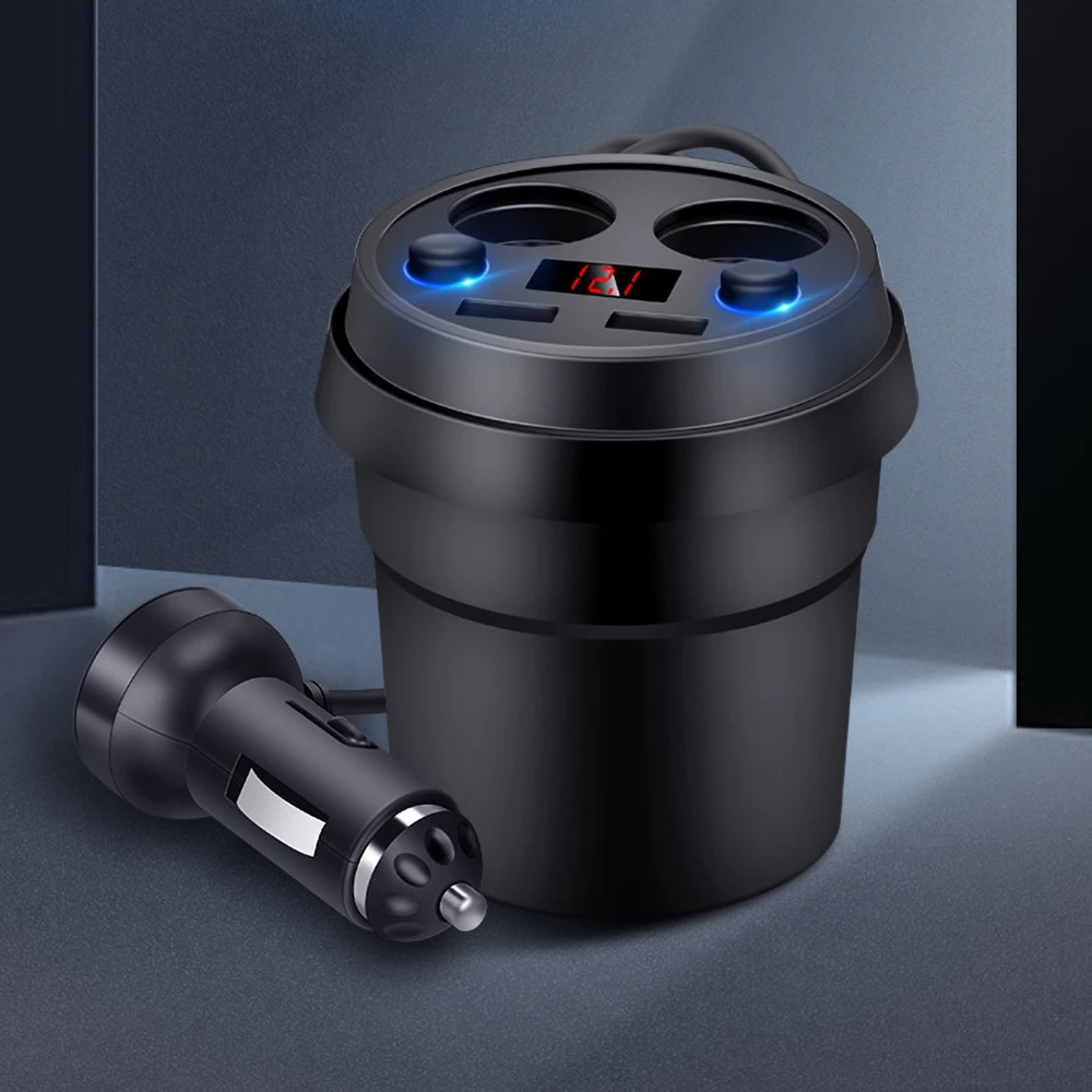 Car Socket Splitter Cup Charger Cigarette Lighter 2 USB 3.1A Power Adapter Phone Chargers with Voltage LED Display | Автомобили и