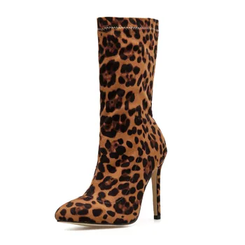

Vogue Nice Women Boots Middle Boots Spring Autumn Women Boots Ladies Leopard Sexy Tube Booties Zip Shoes Jly25