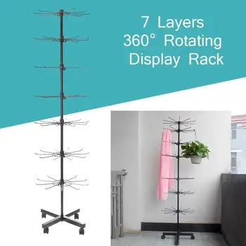 

New 7 Tiers 70 Hooks Rotating Rack Socks Hat Cap Display Stand Hanger Wig Scarves Bracelet Pendant Storage Holder Shelf Rack She