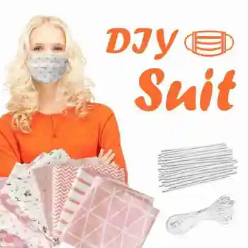 

Diy Mask Handmade Accessories Set 8pcs 50x50cm Square Print Cotton Textile Fabric + 50pcs Nose Bridge Strips + 10m Elastic Band