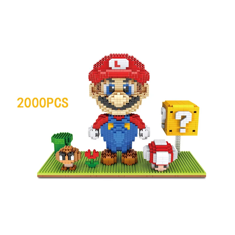 Günstige Klassische spiel figur micro diamant block nintendoes Eichhörnchen weiß super mario bros 3D szenen gebäude ziegel Luigi nanobricks spielzeug