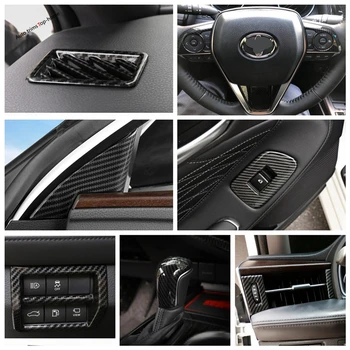 

Yimaautotrims Carbon Fiber Look Interior Refit Kit Pillar A / Gear Head / Lamps / Air AC Cover Trim For Toyota Avalon 2019 2020