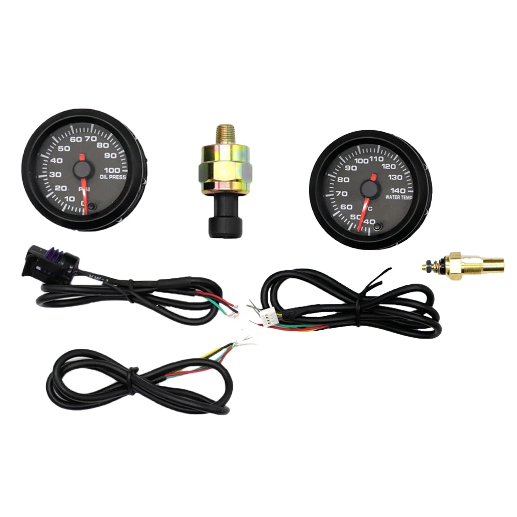 2inch Car Racing Modified Oil Pressure Gauge+Water Temperature Gauge W/ Sensor