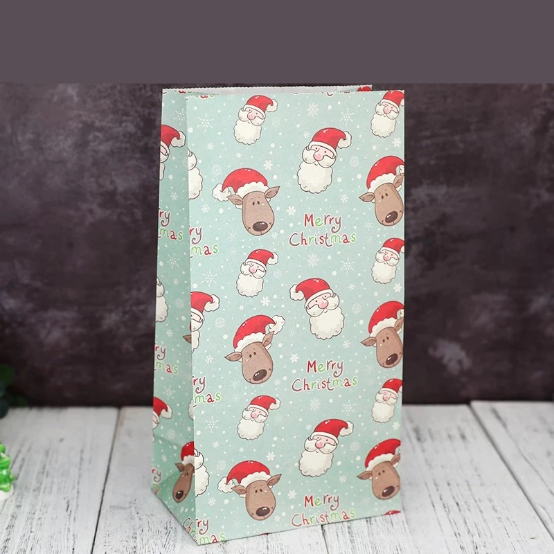 Santa LBSISI Life 10 шт. Рождественский бумажный пакет, Подарочный пакет для рождественской еды, печенья, закусок, вечерние пакеты с наклейками - Цвет: Santa