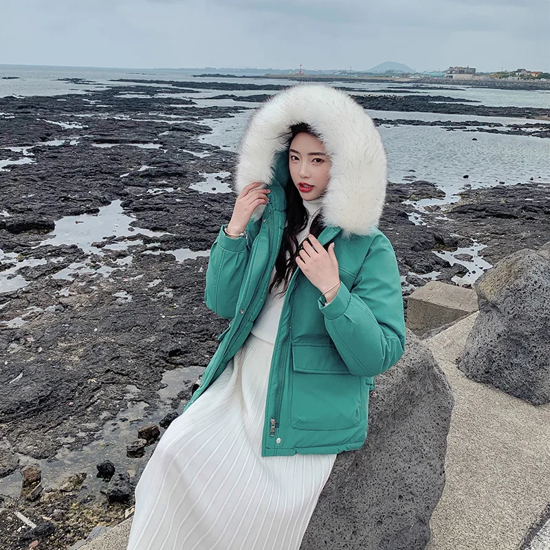 Abrigos Mujer Invierno короткая зимняя куртка женская меховая хлопковая стеганая куртка Женская парка Женская куртка зимнее пальто для женщин - Цвет: Зеленый