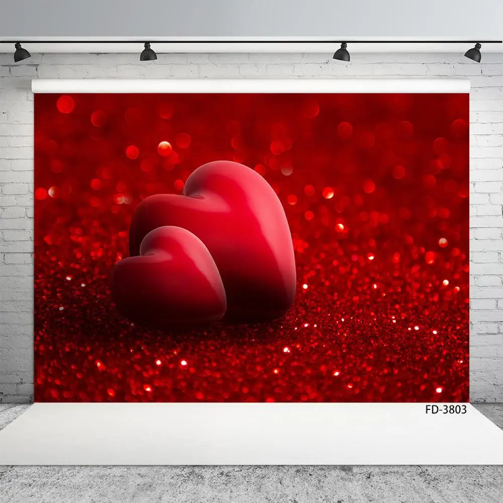 Фон для фотосъемки с красными сердцами песком и вспышкой Bokeh пользовательские