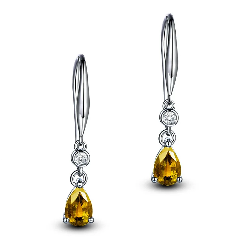 JS-KLQE547yellow JoiasHome трендовые серебряные 925 Ювелирные серьги с каплями воды Аметист драгоценные камни серьги для женщин Свадьба Вечеринка подарки - Цвет камня: JS-KLQE547yellow