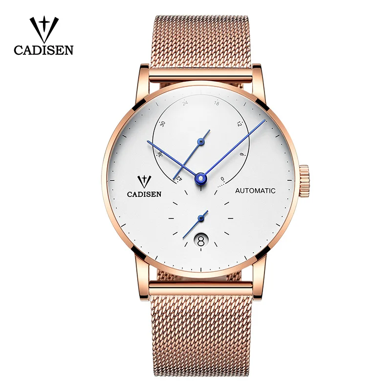 rose gold watch CADISEN часы мужские Роскошные брендовые автоматические механические мужские часы полностью стальные бизнес водонепроницаемые модные спортивные часы Relogio - Цвет: rose gold watch