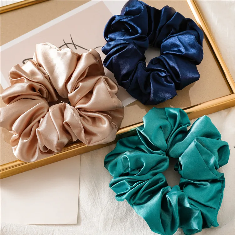 ladies headband Hot Girls Super Wide Smooth Colorful Hair tie Hair Elastics Bands for Hair Large Satin Scrunchie Hair Accessories 2021 for Women alice headband