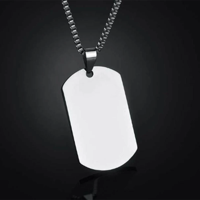 Letdiffery Customized Engrave Photo Text Logol Square Pendant Necklace Stainless Steel For Women Men Family Jewelry Gifts