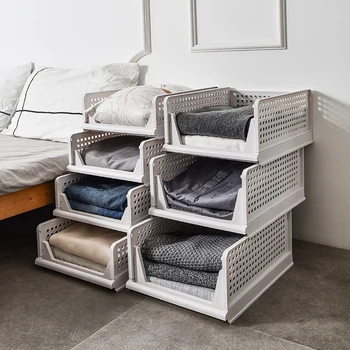 

Layered partition storage rack drawer wardrobe organizer shelf Closet Foldable drawer design Stackable foldable cabinet Baske