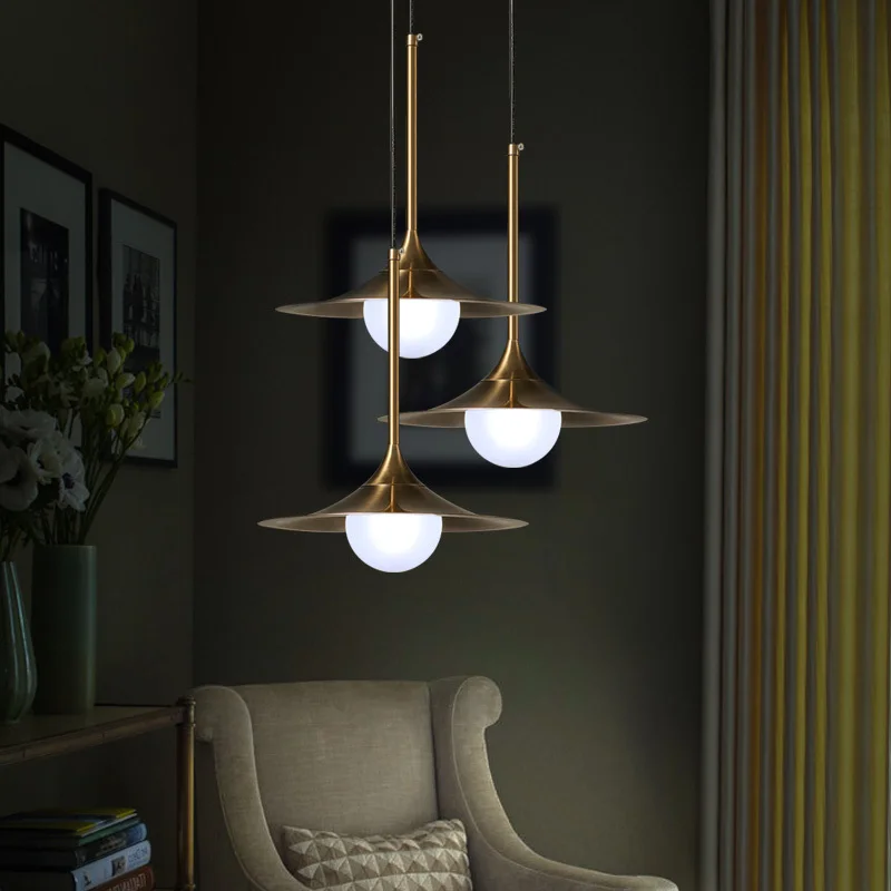 

Nordic Modern Minimalist Glass Pendant Light Gold Gilt Iron Personality Cover Led Dining Room Bedroom Kitchen Hanging Light Bed