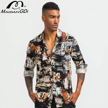

MAIDANGDI Men's Shirts For Men 2020 Autumn Hot Sale Teenager Casual Solid Cotton Streetwear Male's Lapel Tie-Dye Fashion Clothes