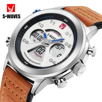 

Big Dial Ray Dual Display Army Man Watches Black Brown Leather Band Steel Shell Men Male Quartz Automatic Gmt Watch Wristwatches