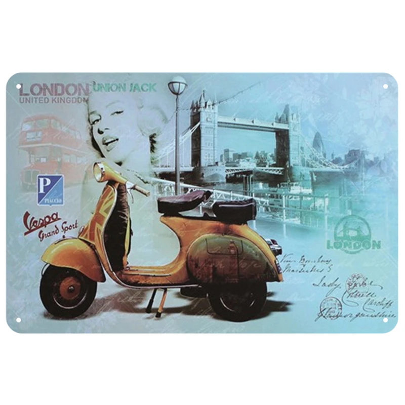 Vespa табличка металлическая винтажная жестяная вывеска Pin Up потертый шик декор винтажные металлические знаки украшение бара металлический плакат для паба металлическая пластина - Цвет: 20