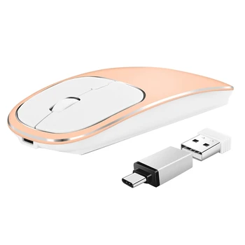 

Cordless Wireless Mouse, Metal 2.4G Silent Wireless Photoelectric PC Ergonomic Mouse(Golden)