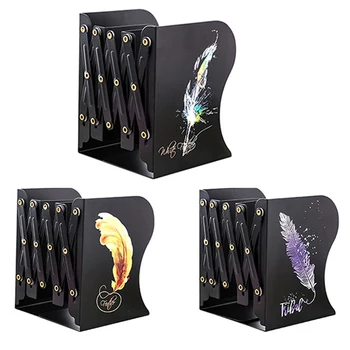 

Retractable Adjustable Metal Bookends Heavy Duty Book Desktop File Folder Retractable Stand Bookshelf Rack Holder High Quality