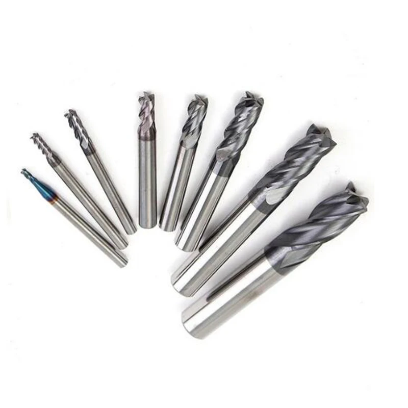 8pcs 4 Flutes Carbide End Mill Set Tungsten Steel Milling Cutter Tool Hardness CNC 2-12mm Dia.