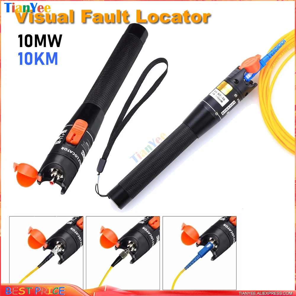 Alta Qualità Vfl 10Mw 10Km Localizzatore Di Guasti Visivi Laser Penna Rossa Ftth Penna A Fibra Ottica Fusion Laser Fibra Optica Tester Per Cavi Vfl