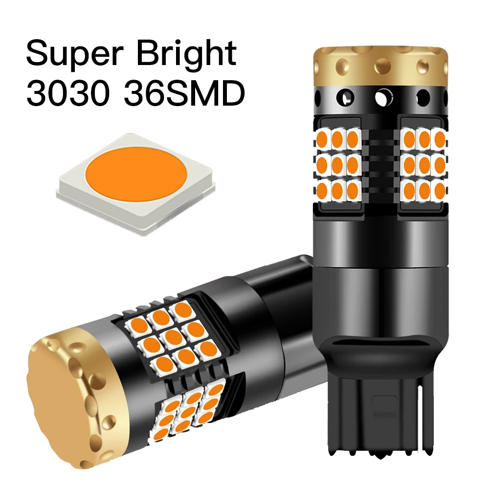 

2x T20 7440 W21W 3030 36/45 Smd Canbus S25 1156 P21W BA15S LED BAU15S PY21W LED Bulbs for Turn Signal Light 12V 24V Shine Bright