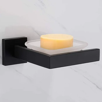 

Top-SUS304 Stainless Steel Bathroom Accessories Soap Dish Soap Basket Storage Box Soap Storage, Black Surface Treatment