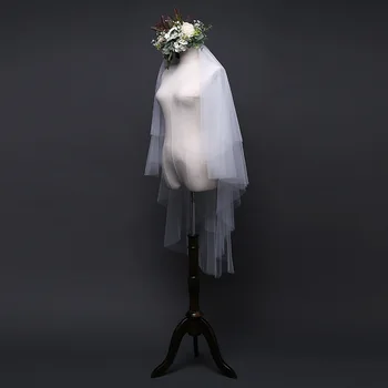 

1PCS Four-layer Set Head Yarn Bridal Wedding Photo Head Yarn with Comb Pure White Soft Veil Bridal Veil