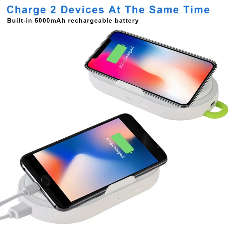 2 in 1 Wireless Charger Power Bank 5000mAh Qi Fast Wireless Charger Type-C Powerbank Charging Station Stand For iPhone SamSung