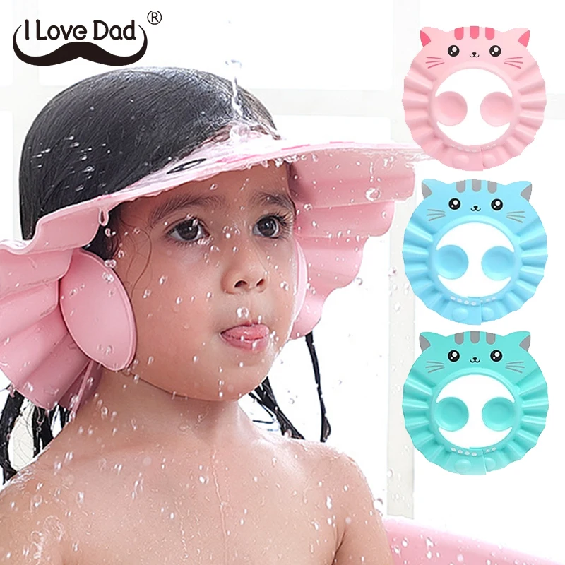 UK Toddler Baby Kids Bath Shower Hat Cute Visor Hat Wash Hair Protect Ear Cap 