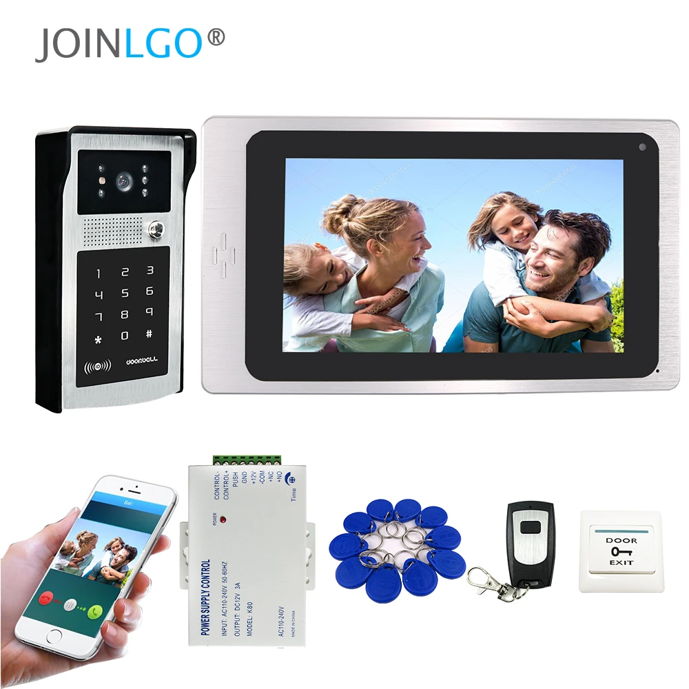 

7" Touch Screen WIFI IP Video Door Phone Doorbell Intercom Record System Phone Remote View Code Keypad RFID Unlock Camera