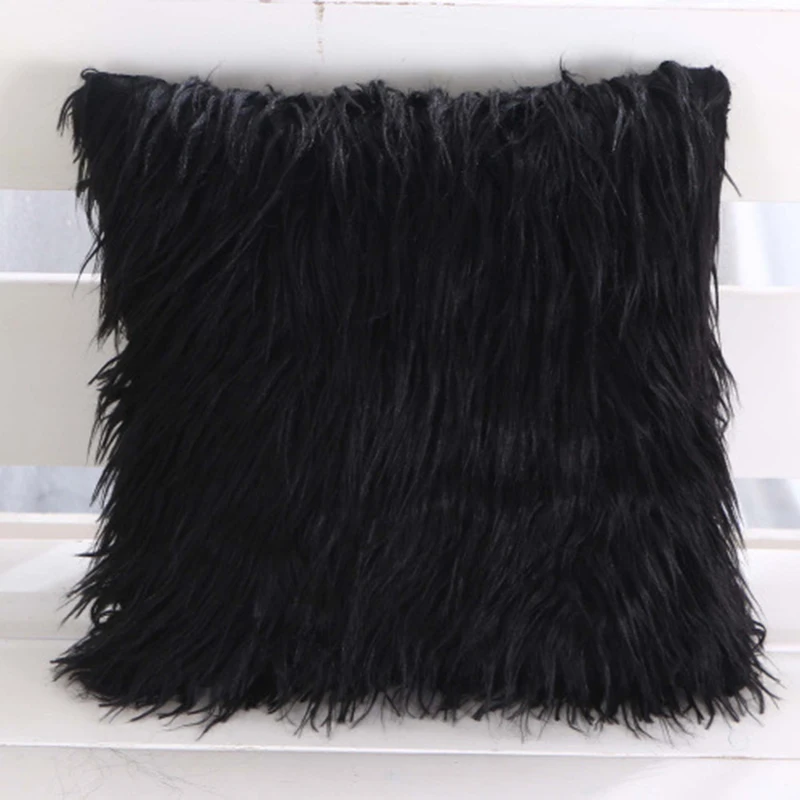 

Square Fluffy Pillow Case Home Car Decoration Optional Color Durable Comfortable