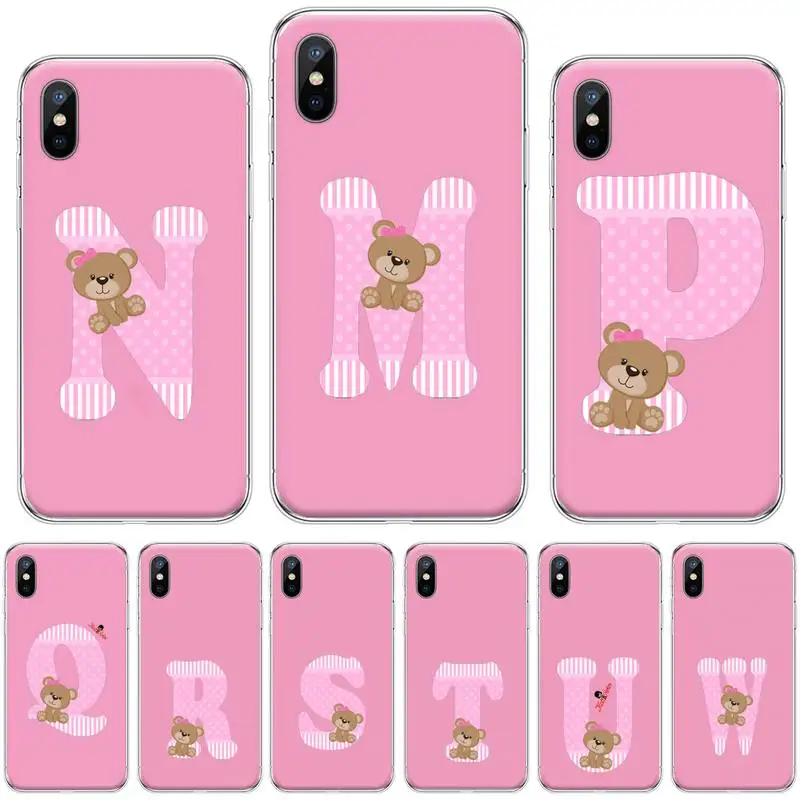 Модный розовый плюшевый медведь черный мягкий чехол из ТПУ для iphone 4 4s 5 5s 5c se 6 6s 7 8