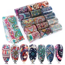 16 шт. гвозди в стиле ретро Фольга для маникюра УФ-Гель-лак наклейки Красочные цветы дизайн клейкая наклейка Дизайн ногтей украшения обертывания TR2007