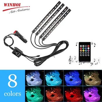 

48SMD RGB Led Footwell Light Car Light Strip Car Interior Atmosphere Light Under Dash Lighting Kit with Sound Active Function