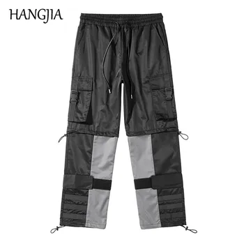 

Men's Hip Hop Harem Cargo Sweatpants Streetwear Ankle Core Binding Cargo Trousers Men Women Velcro Strap Closure Casual Pants