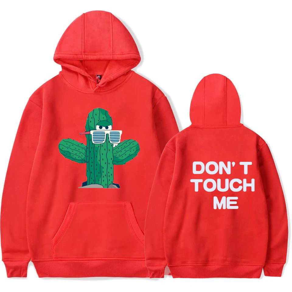 red Женские и мужские повседневные толстовки С КАКТУСОМ Dont Touch Me, толстовки с длинным рукавом, толстовки Kawaii, забавные толстовки, пуловеры больших размеров, толстовки - Цвет: red