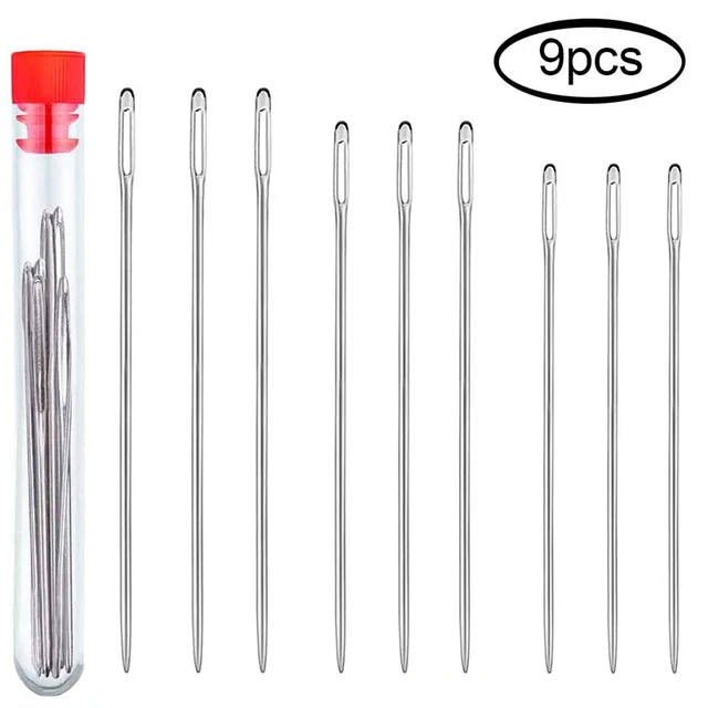 Imzay 9 PCS 3 Sizes Large-Eye Blunt Needles Stainless Steel Yarn