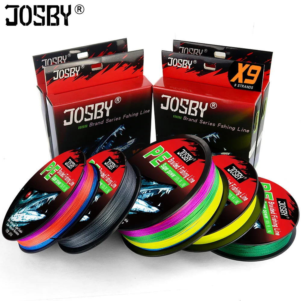 

JOSBY Pesca Fly Fishing line Peche Carp Braided Multifilamento Wire 9 Strands PE 100M 300M 500M 1000M 22-135LB Accessories Cord