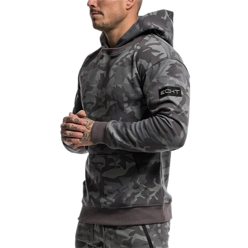  YEMEKE New Fitness Hoodies Men Autumn Fashion Brand Fashion camouflage Sportswear Sweatshirt Men's 