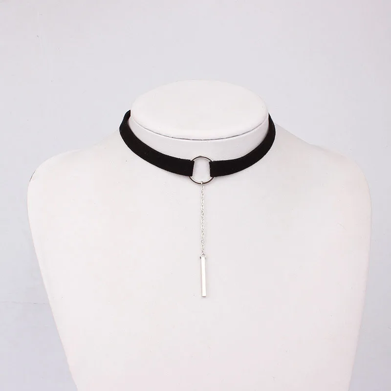 Black.Silver Новинка, черное бархатное колье-чокер, Золотая цепочка, чокеры, ожерелье для женщин, колье, ras du cou - Окраска металла: Black.Silver