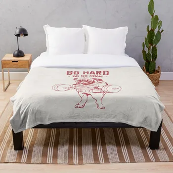 

Go Hard or Go Home Pug Blanket Wool Flannel Plush Blanket Bedspread For office Sherpa Blanket Couch Quilt Cover Travel