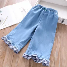 327278 060-весна, для детей от 2 Цвет, кружевное платье для девочек с бантом в клетку ступни широкие джинсы на гусеничном ходу 0,8