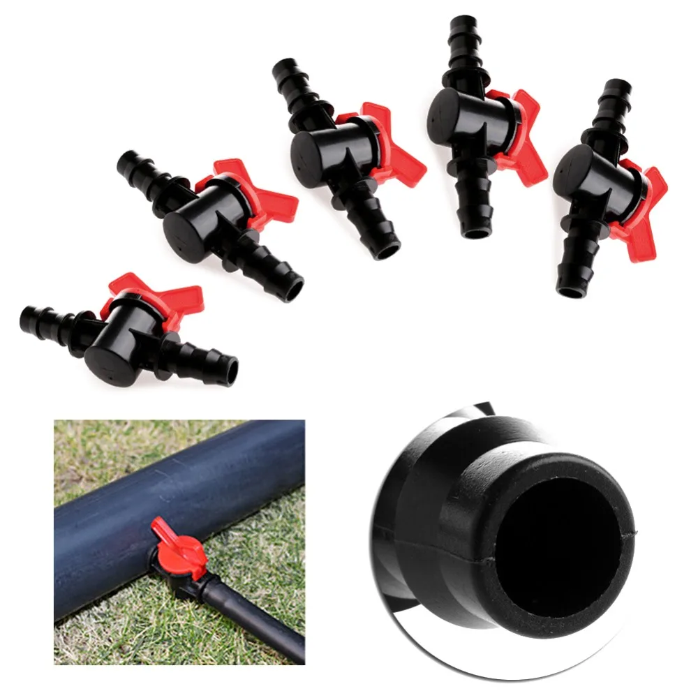 New Sell 5Pcs 16mm Coupling Pipe Irrigation Water Hose Switch Plastic Valve