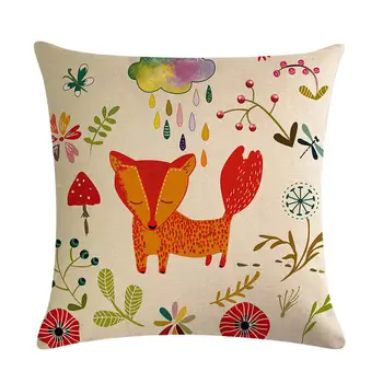 

Cute Cushion Cover Fox Children Linen Decorative Nordic Style Cushion Covers For Sofa Pillow Case Fox Print Sofa Bed Home Decor