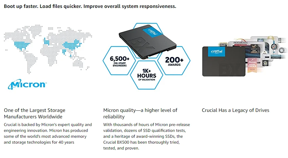 Crucial SSD 120Go BX500 Sata 25 • Wimotic